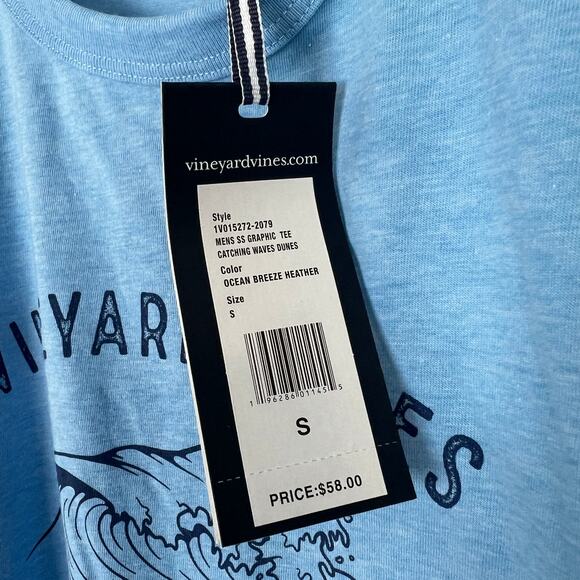 Vineyard Vines Men S T-Shirt Short Sleeve Light Blue NEW Catching Waves Graphic - Picture 6 of 8